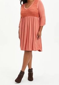 TORRID HI-LOW SKATER MINI DRESS - SUPER SOFT RUSTY BROWN SZ